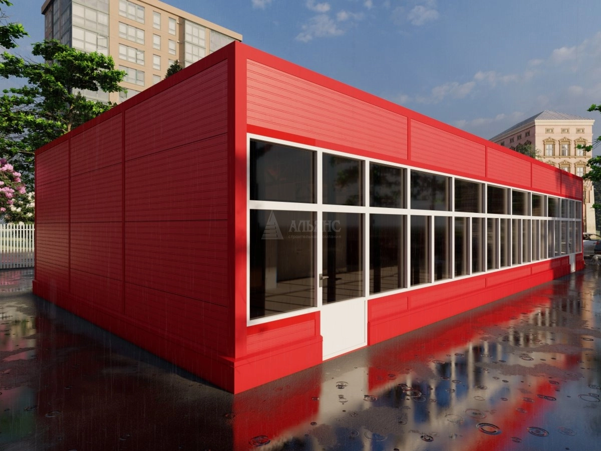 3D визуализация Проект павильона из сэндвич-панелей - фото 2